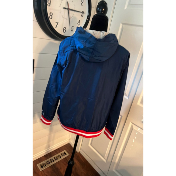 New Patriots Sequin Waterproof Hooded Bomber Jacket - Picture 6 of 11